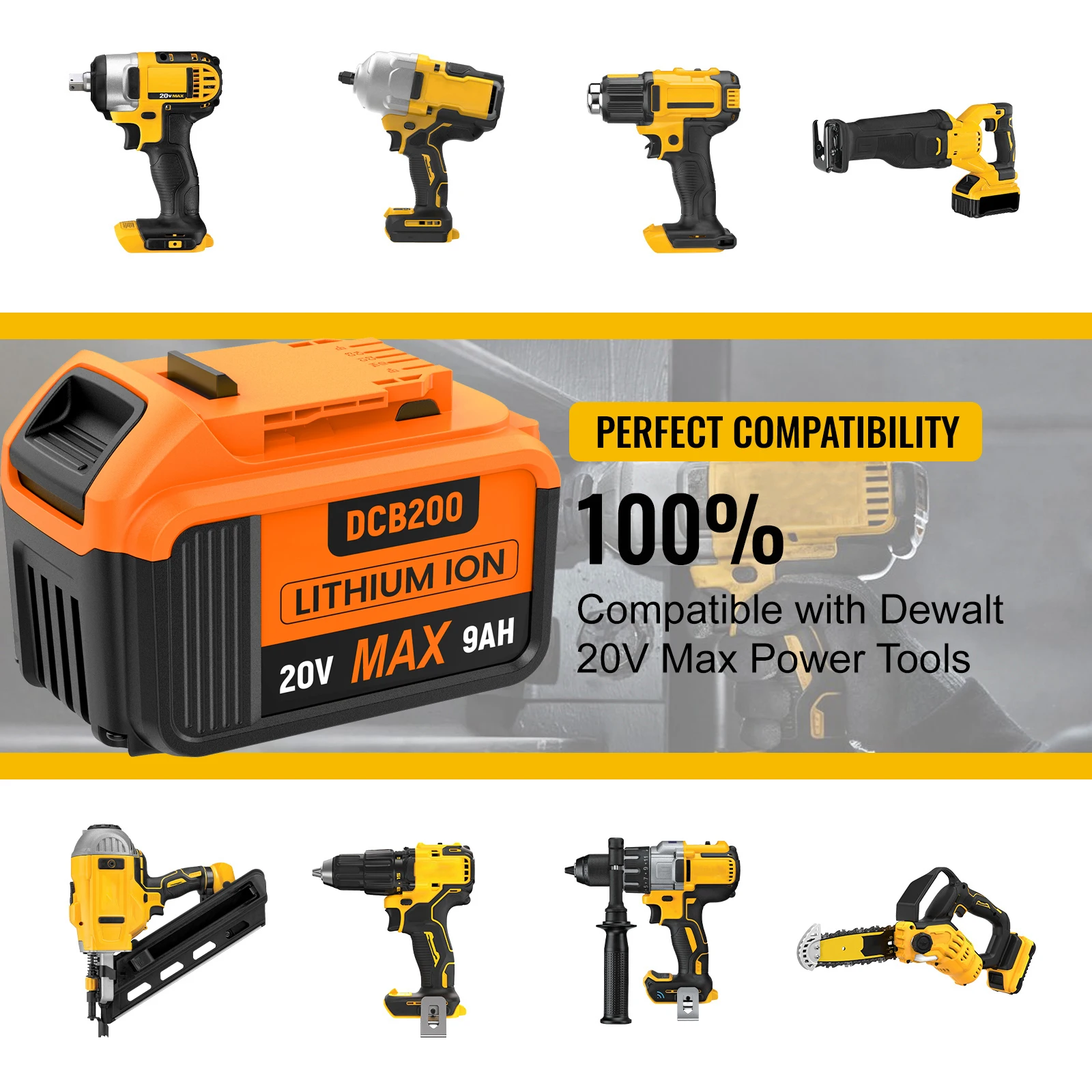 Voor Dewalt 20 V Batterij DCB200 9000 mAh 21700 Lithium Batterij Oplaadbare Batterij Compatibel DCB182 DCB180 DCB181 Tool Batterijen