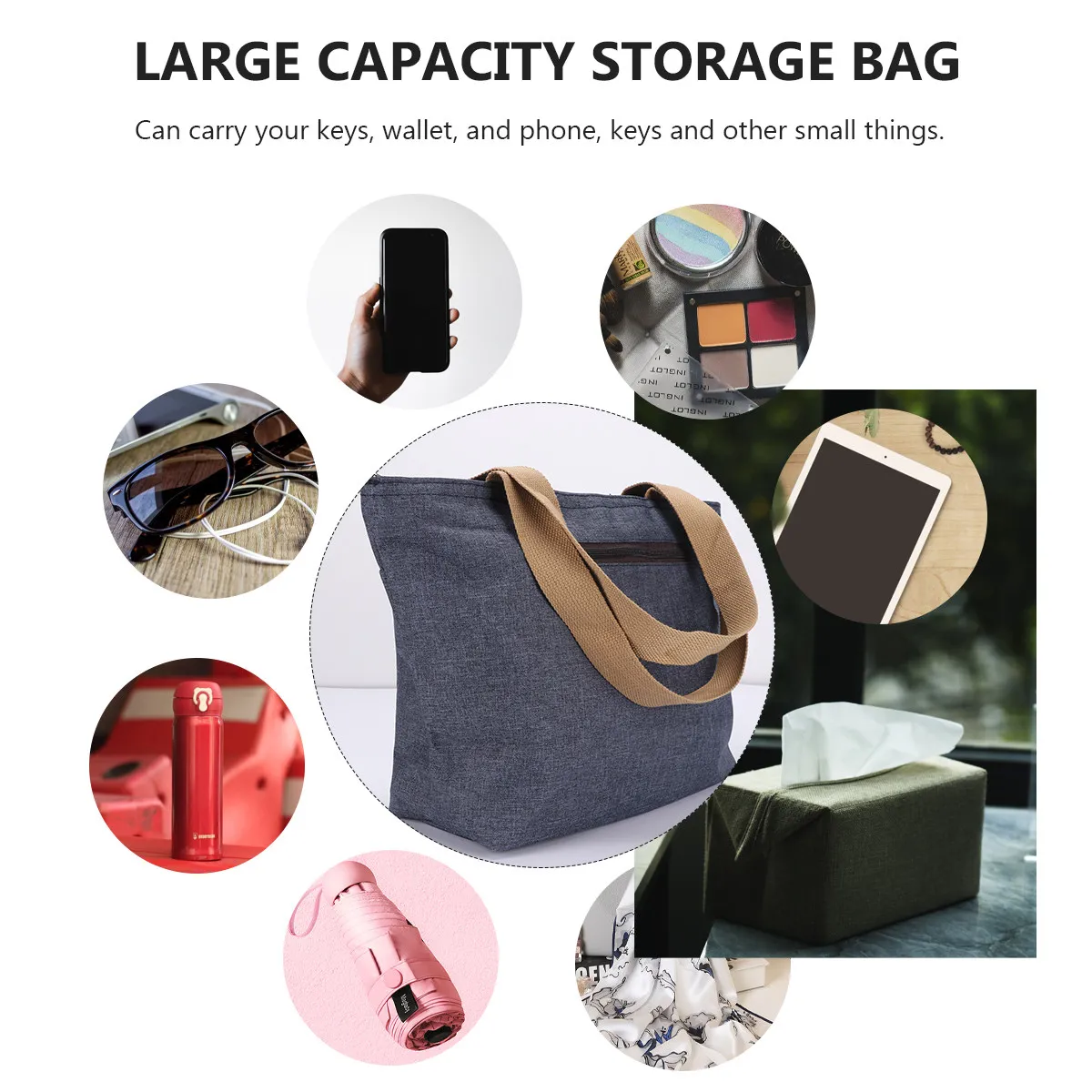 

1 шт. водонепроницаемая сумка-органайзер из ткани Оксфорд большой вместимости для ежедневных поездок и покупок, синяя