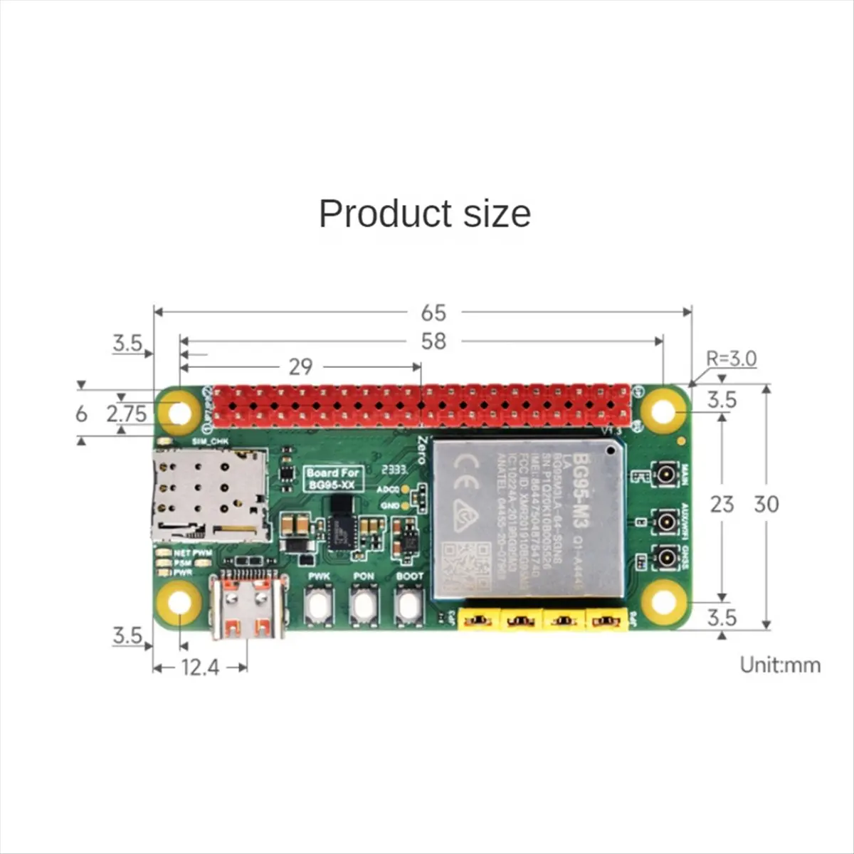 

(ABDH) BG95-M3 Zero Development Board Supports LTE/EGPRS and GNSS Positioning IoT QuecPython Development Board