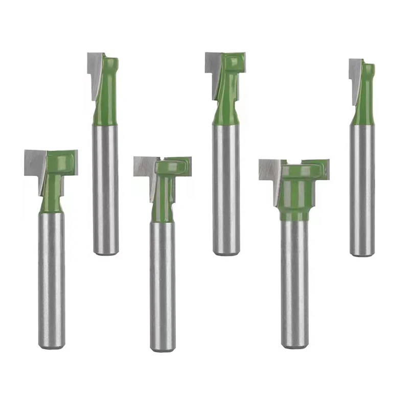 6PCS 1/4 Inch 6mm Shank Keyhole Router Bits Set T Track T-Slot Bolts Router Bit Set 1/4 5/16 3/8 9/16 1/2 5/8 Inch Blade Dia