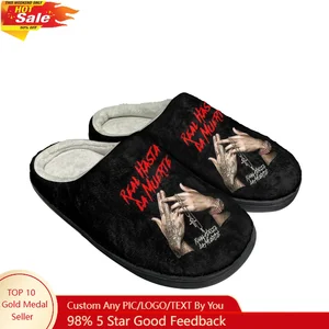 Anuel AA Real Hasta la Muerte Home Cotton Slippers Mens Womens Teenager Fashion Plush Bedroom Keep Warm Shoe Tailor Made Slipper