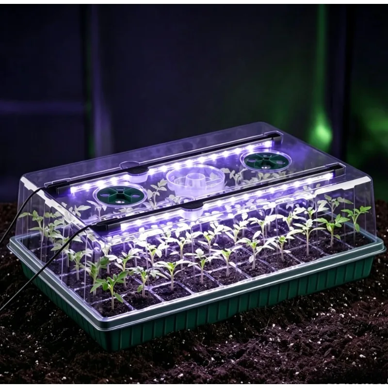 1/2Pack 40/80 Cells Seed Starter Tray w/2/4 LED Grow Lights, 3 Modes Timer Indoor Greenhouse Kit for Home Gardener