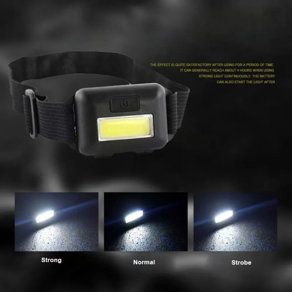 مصباح أمامي ليد COB مع بطارية ، مصباح أمامي صغير ، 3 أوضاع ، كشافات مقاومة للماء للتخييم في الهواء الطلق والمشي لمسافات طويلة