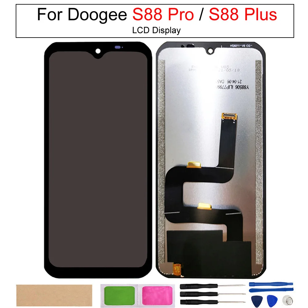 Rakitan Digitizer layar sentuh, pengganti layar ponsel untuk Doogee S88 Pro,S88 Plus