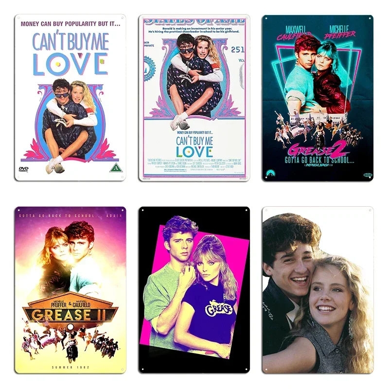 Neon 80's Grease 2 can't buy me love Meg + Tom Stallone Over The Top Funny Metal Funny Wall Decor Club Printed Tin Sign Poster