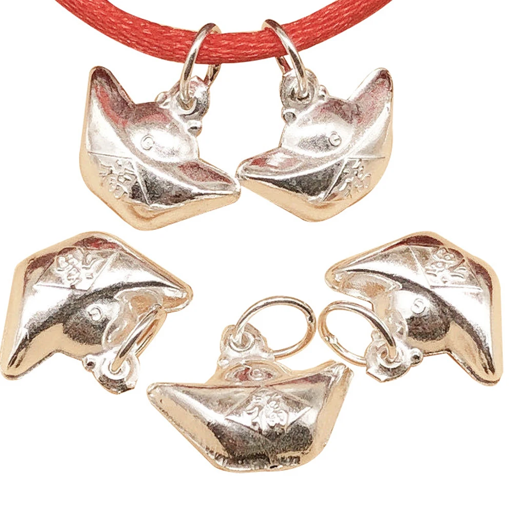 

5pcs Silver Ingot Pendants Diy Jewelry Charms Handmade Accessories Pendant Necklace Earrings Dangle Keychain Decorative Anklet