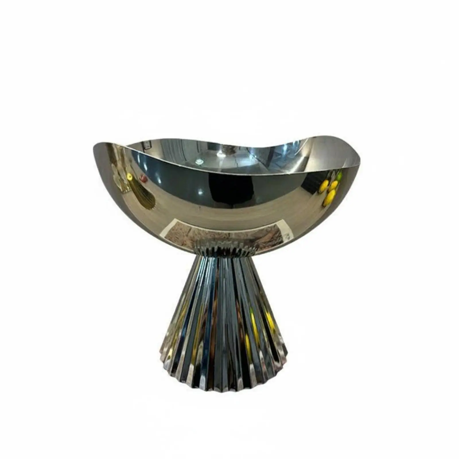 Stainless Steel Fruit Bowl Luxury Style Metal Fruit Plate Modern Minimalist Decorative Pedestal Bowl for Living Room