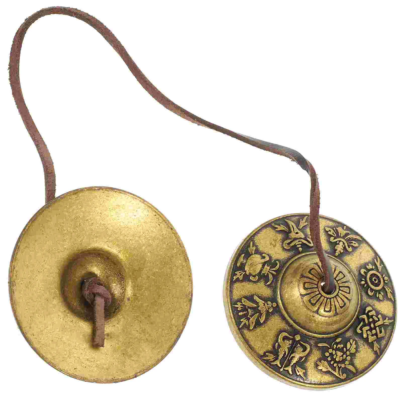 Manual Copper Finger Cymbals Opera Gong Jingle Bells for Crafts Tingsha Meditation Religious Ceremony