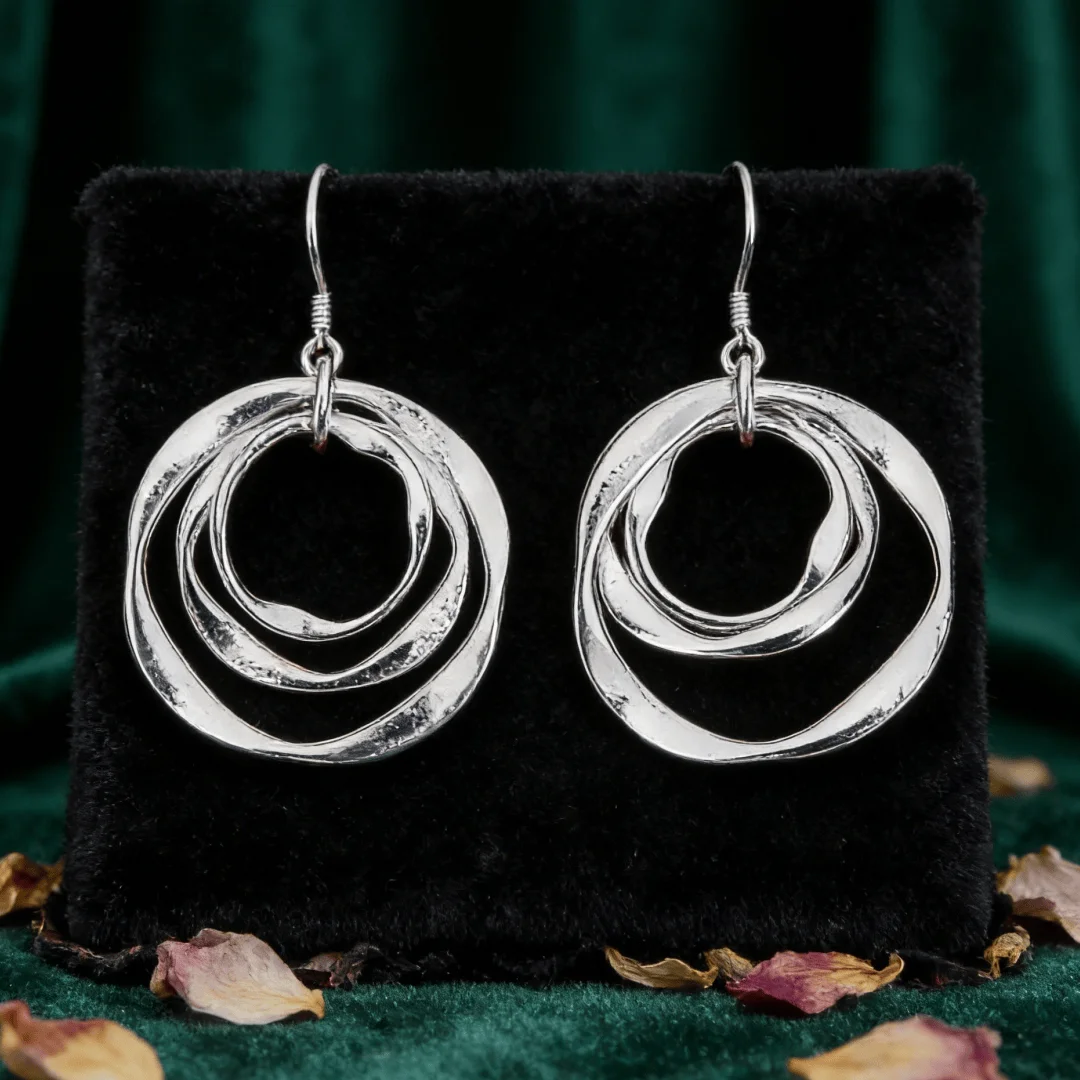 Hot new Classic 925 Sterling Silver Temperament Three circle Earrings for Women party Versatile Jewelry fashion Christmas Gifts
