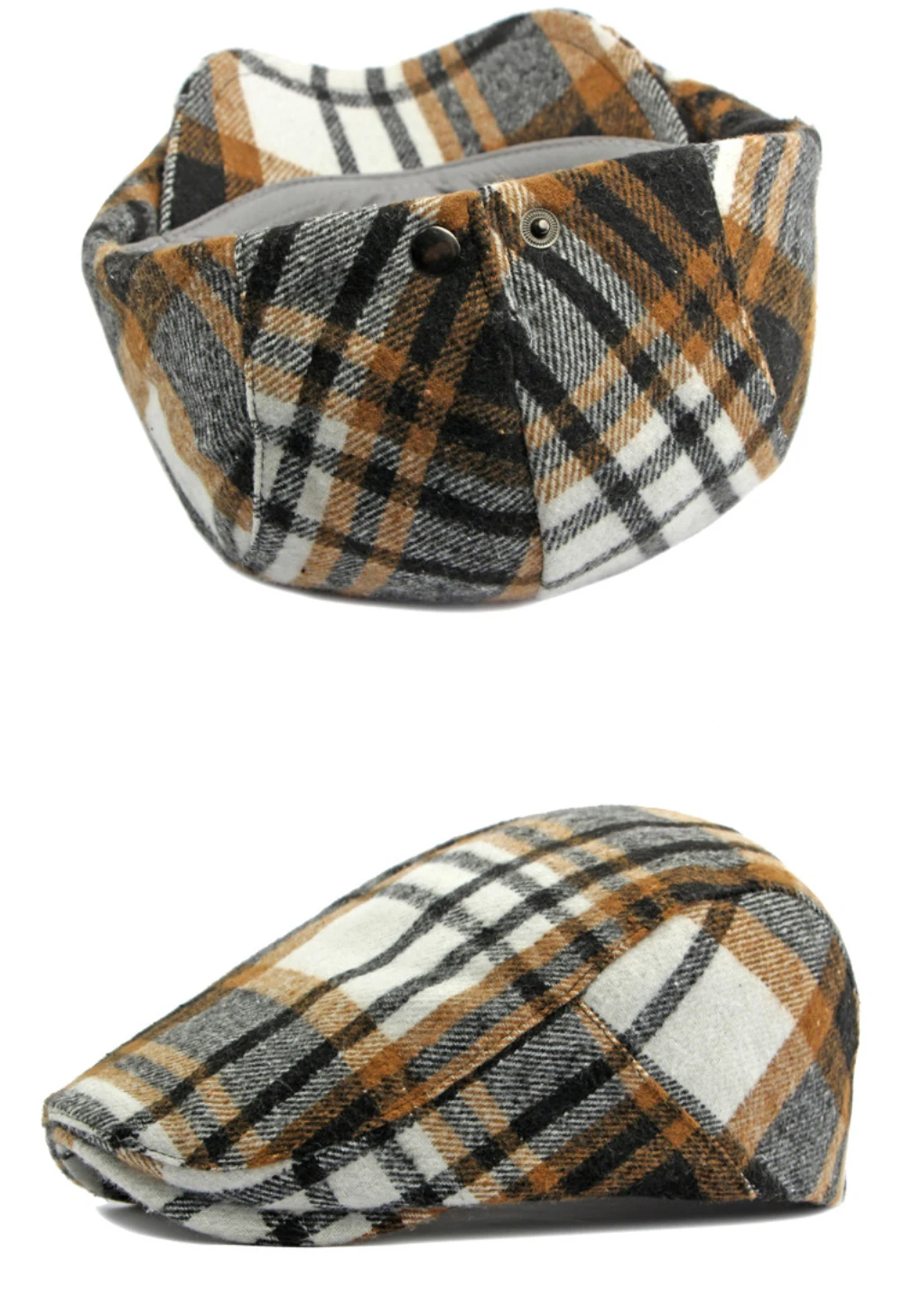 HT4219 Baskenmützen Herbst Winter Karierte Baskenmütze für Männer und Frauen Vintage Künstler Maler Wollmütze Männlich Weiblich Verstellbare Ivy Flachmützen – Detail 11