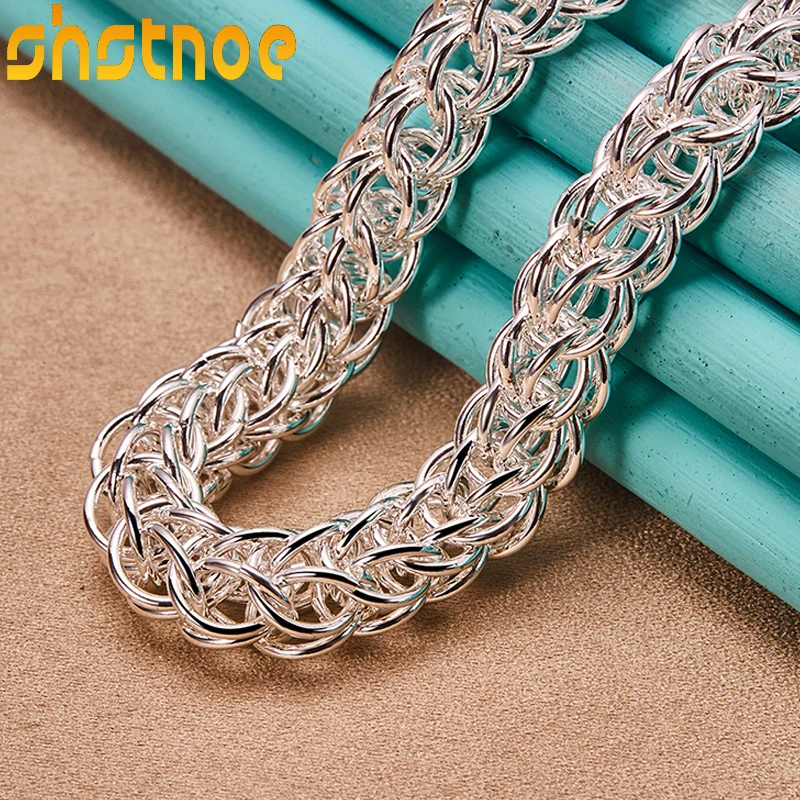 925 Sterling Silver Multi-circle OT Buckle 18 Inch Chain Necklace For Man Women Party Engagement Wedding Fashion Charm Jewelry