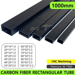 Carbon Fiber Rectangular Tube OD 20mm 30mm 35mm 40mm 46mm 50mm 52mm 60mm 80mm 105mm Surface Matte Twill Plain Length 1000mm 1PC