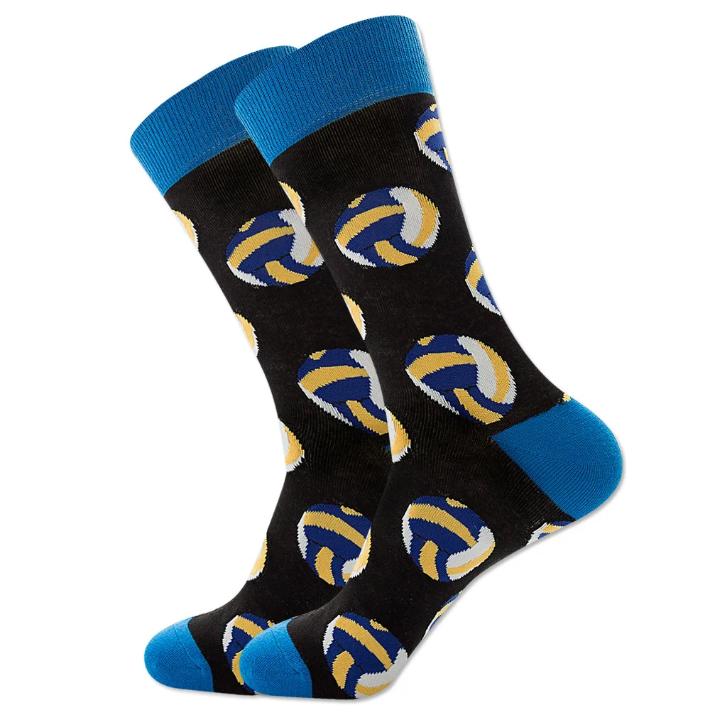 Socken Männer Basketball Fußball Rugby Volleyball Fußball Bowling Sport Ball Muster glückliche Socken lustige Baumwolle Crew Homme Sox