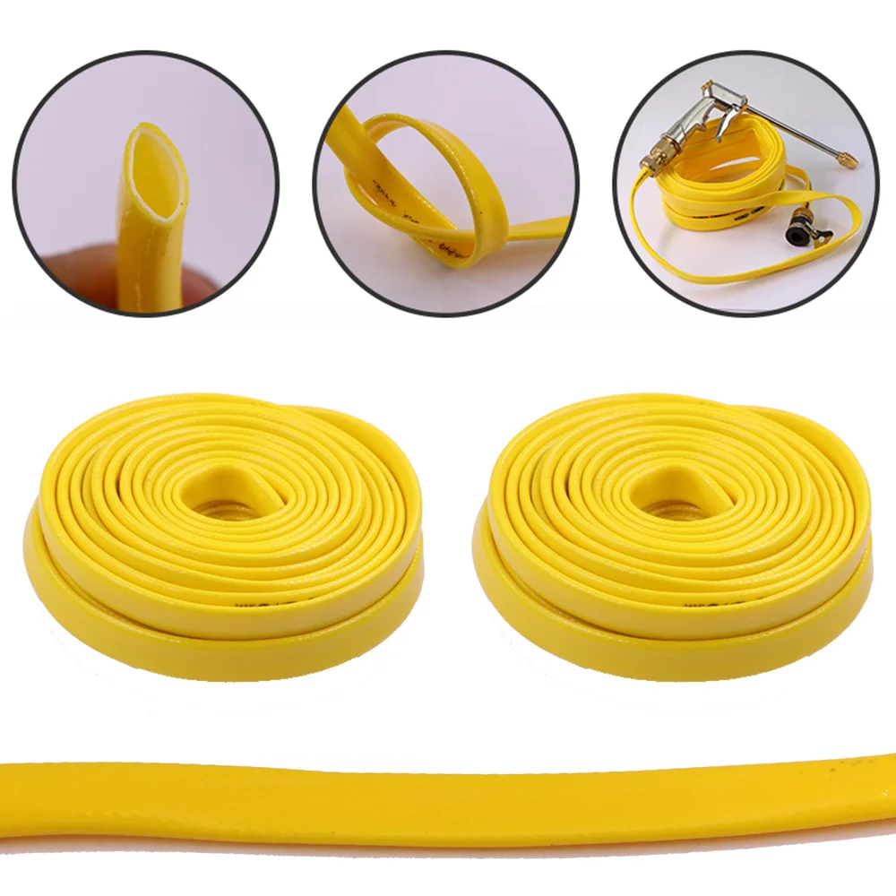 

5M-20m 1/2”Flat Water Hose TPE Yellow Blue Outdoors Cold-resistanc for Car Cleaning Pipe Supple Irrigation Tube Home Garden Hose