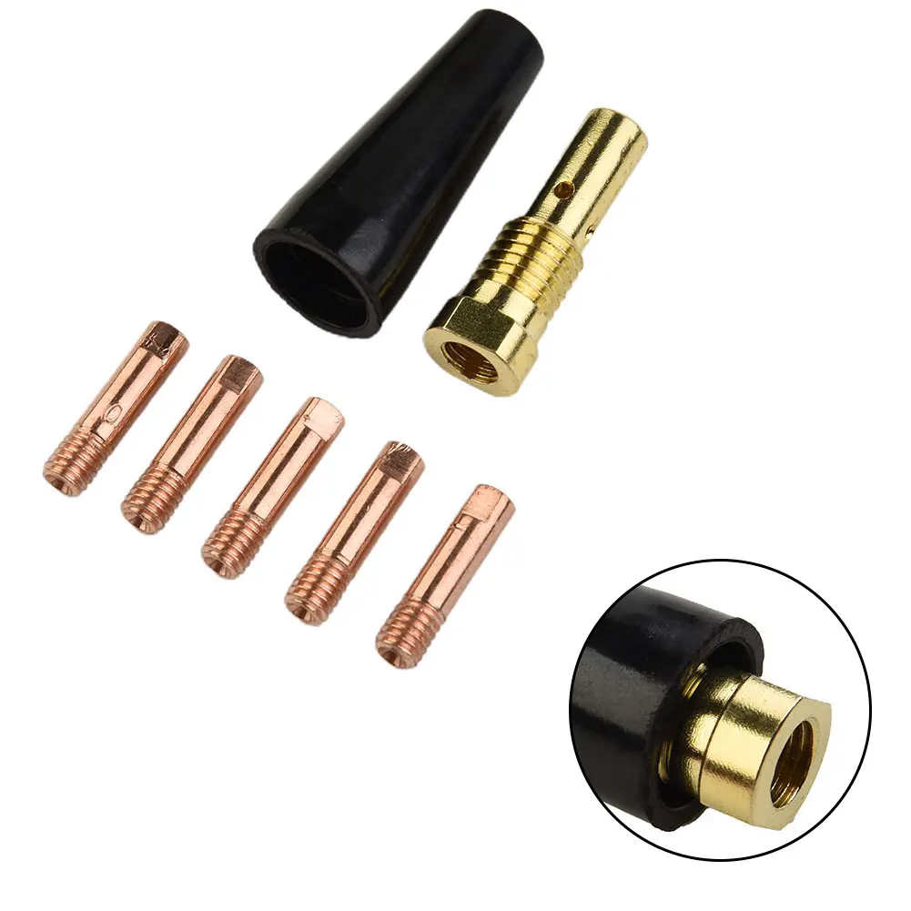 Brass Connecting Rod Gasless Nozzle Tips 030 7PCS Brass Gasless Holder Tip MIG Welding Torch Brass Connecting Rod