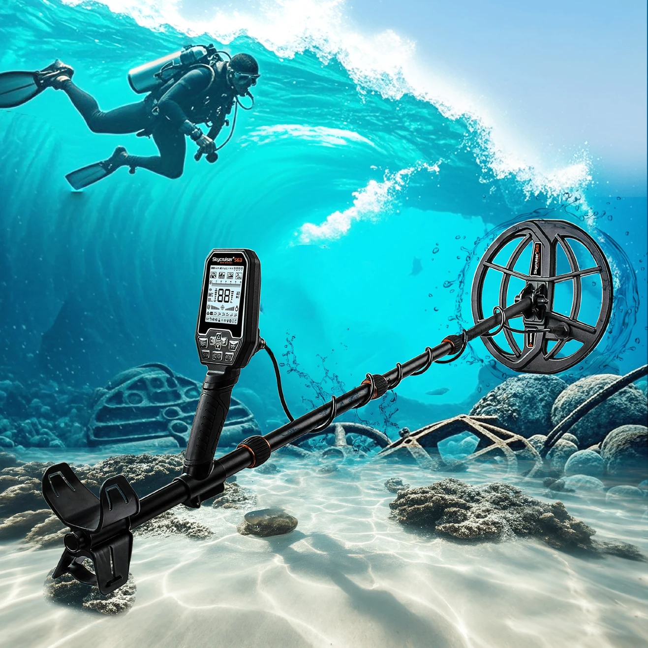 Underwater Metal Detector Professional Gold Detector De Oro Multi Frequency S63 Long Range 3m Underground Metal Detector IP68