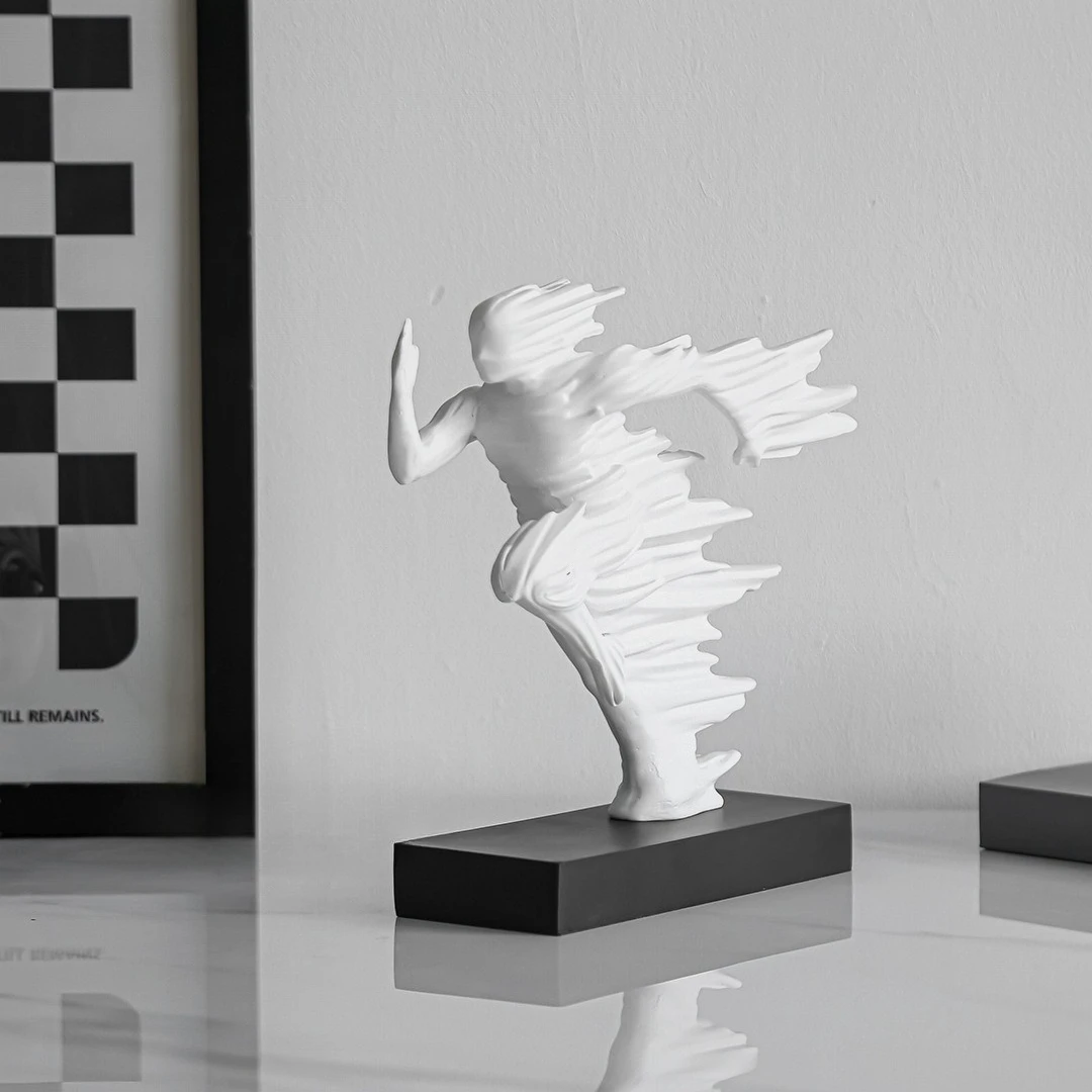 Nordic Irregular Wind-Chasing Teen Character Sculpture Living Room TV Cabinet Ornament Abstract Figure Statue Indoor Decoration