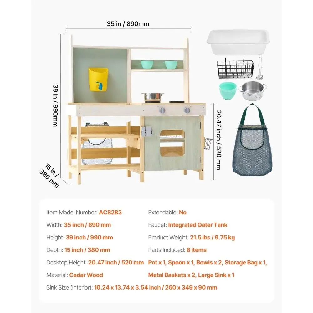 Ensemble de jeu de cuisine en bois pour enfants, jouet de cuisine, activité amusante dans le jardin