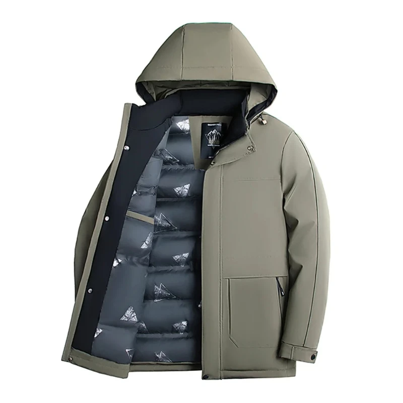 

Уличный мужской теплый пуховик, деловая повседневная стеганая зимняя дорожная стеганая куртка, мужская куртка-парка со съемной толстой подкладкой и капюшоном