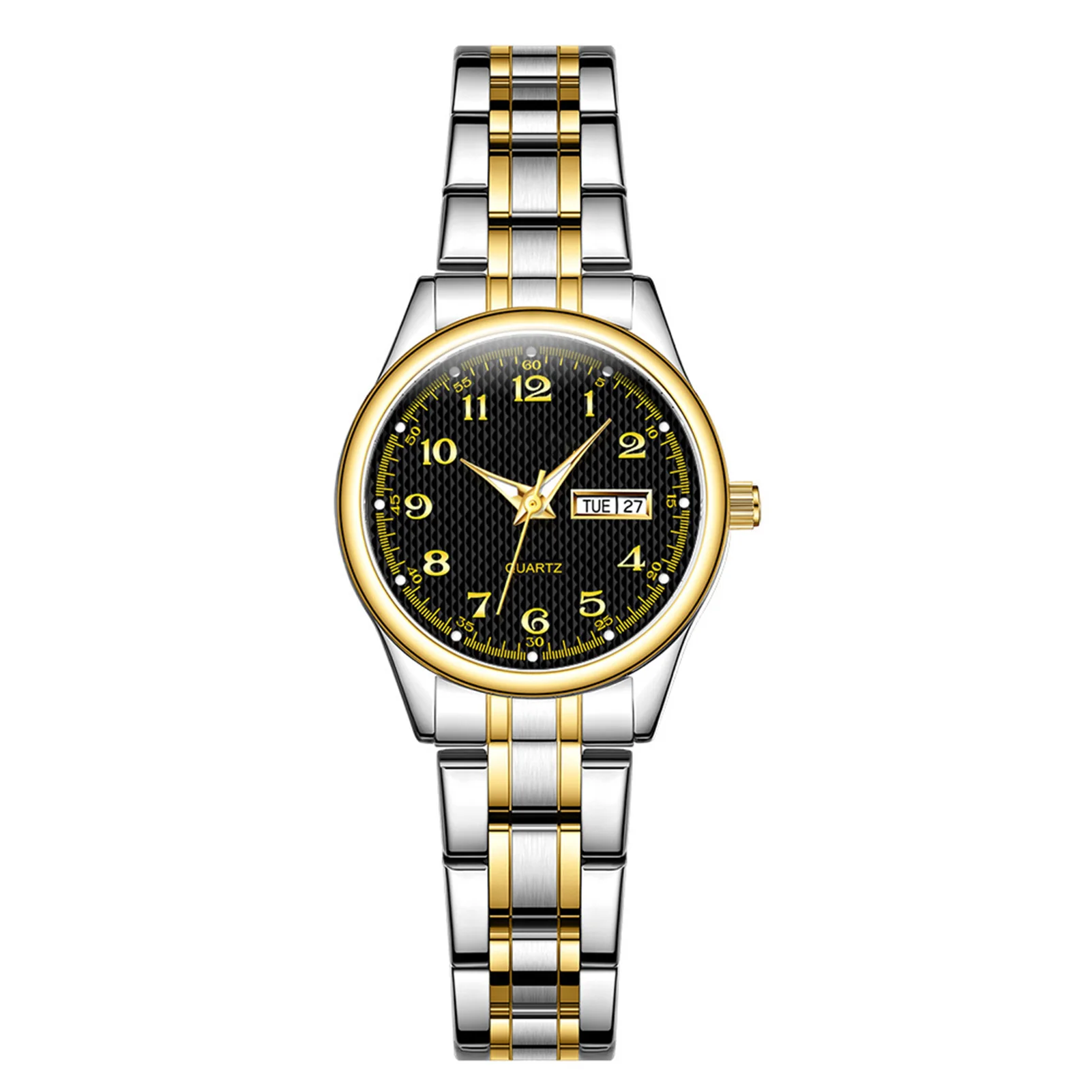 

Ladies Luxurious Round Bracelet Watch Analog Quartz Wristwatch with Weekday Display for Outside Office Business Meeting