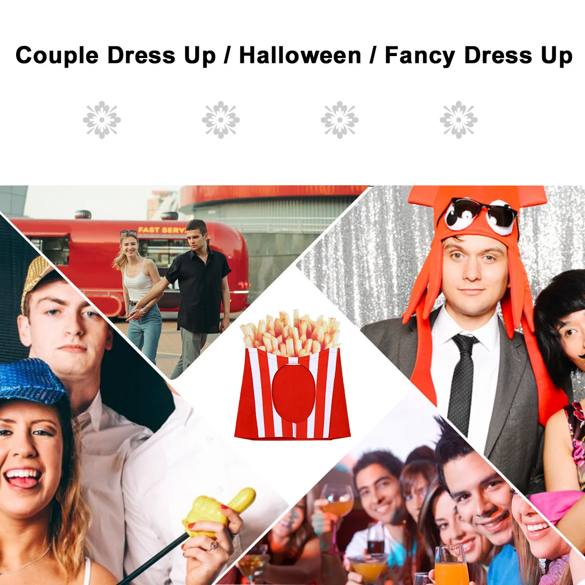 Cappello a Forma di Patatine Fritte in Feltro Riutilizzabile, Accessorio Divertente per Feste, Parate, Natale e Carnevale