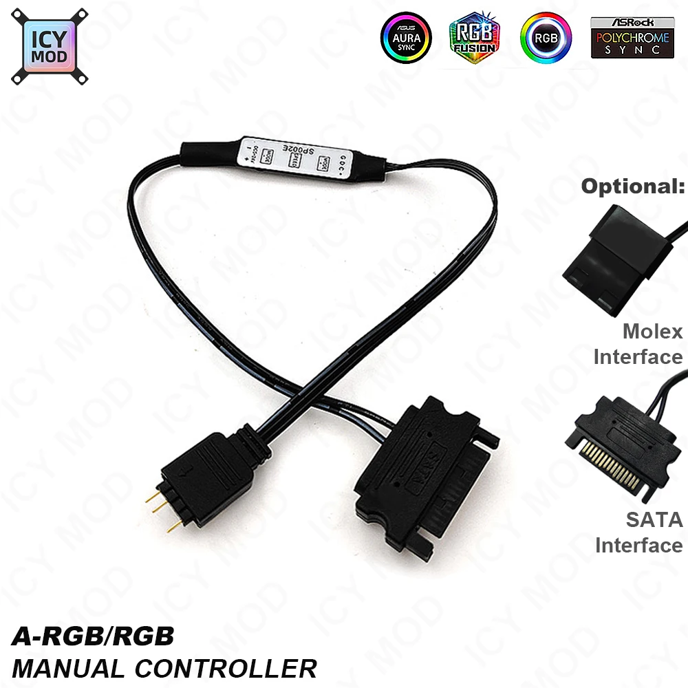 Molex Interface RGB Header 12V4PIN-Big 4PIN Adapter Cable Power Supply Converter 5V3PIN To Molex 4PIN Motherboard AURA PC MOD