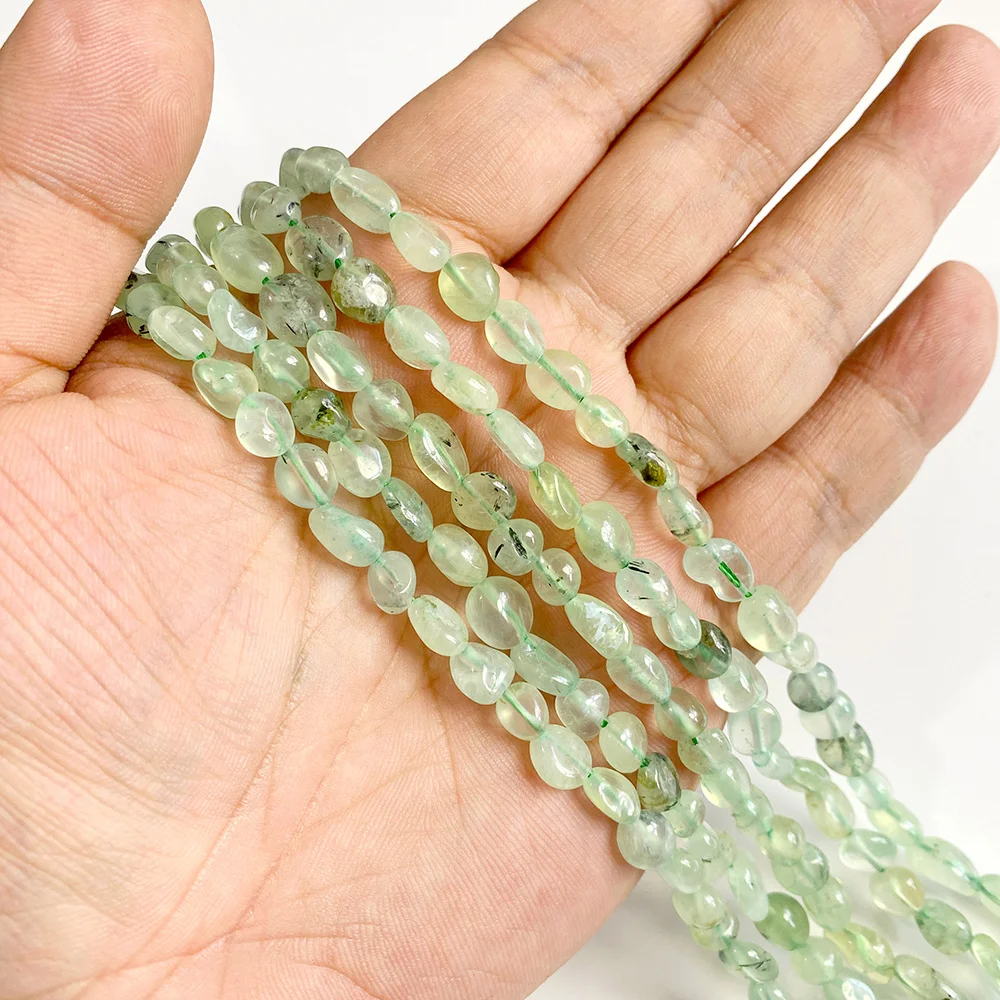 Green Prehnites Round Loose Spacer Beads For Jewelry Natural Smooth Quartz Stone Beads DIY Making Bracelet Necklace Supplies