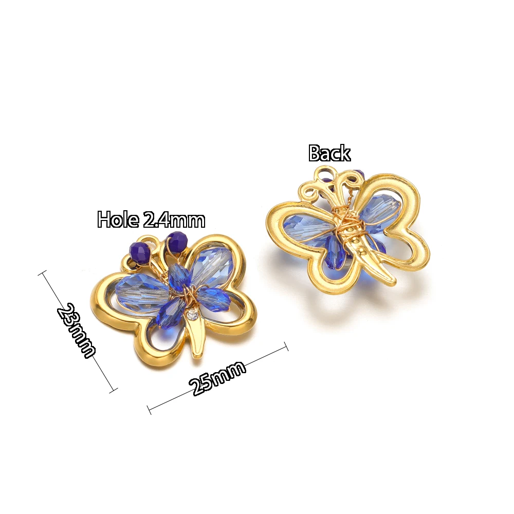 3 Stück Edelstahl-Anhänger mit Schmetterling-, Herz- und Blumendesign für DIY-Schmuckherstellung von Halsketten, Anhängern, Armbändern und Ohrringen – Detail 3