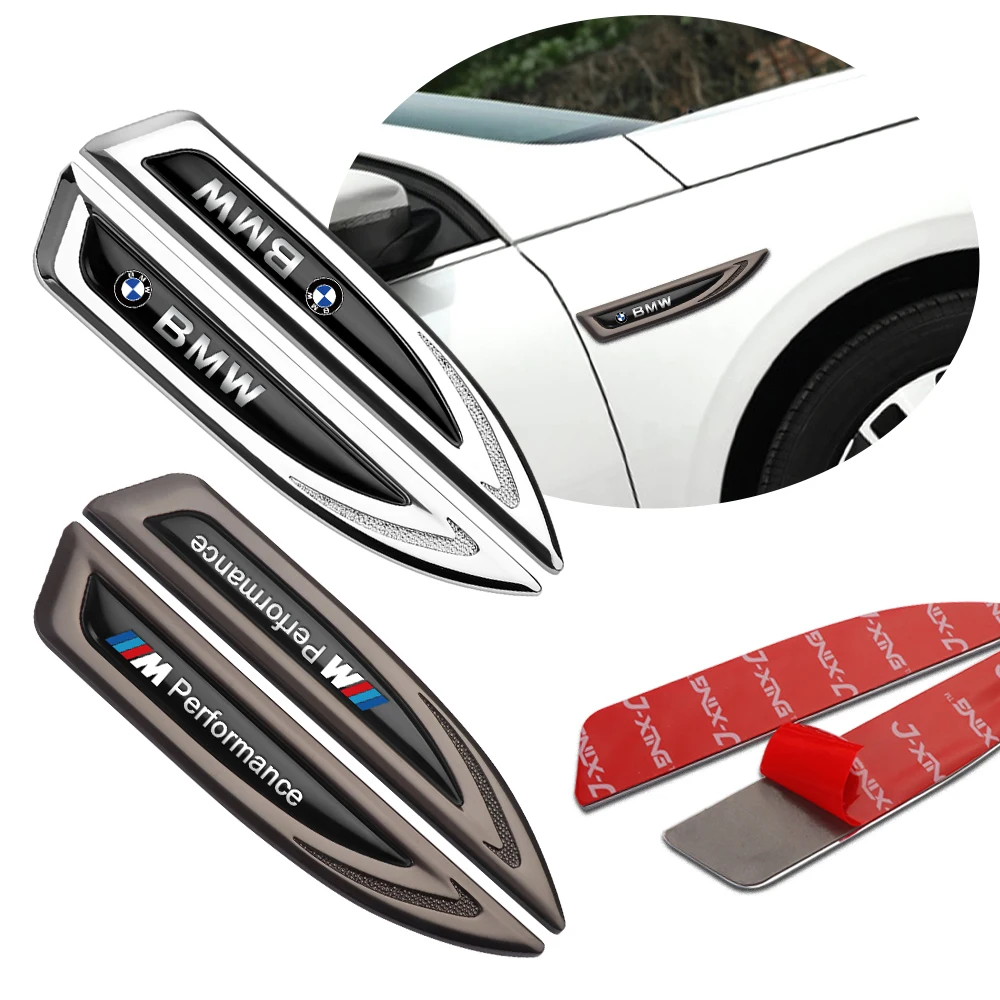 3D Car Metal Side Fender Emblem Stickers For Bmw M Performance F10 F13 F15 F16 F30 F34 F32 F31 F48 E28 E30 M3 M5 Auto Decoration