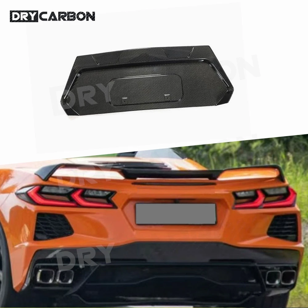 

Carbon Fiber Rear License Plate Backing Cover For Chevrolet Corvette C8 2020-2021 Rear Trunk License Plate Frame Lid Cover