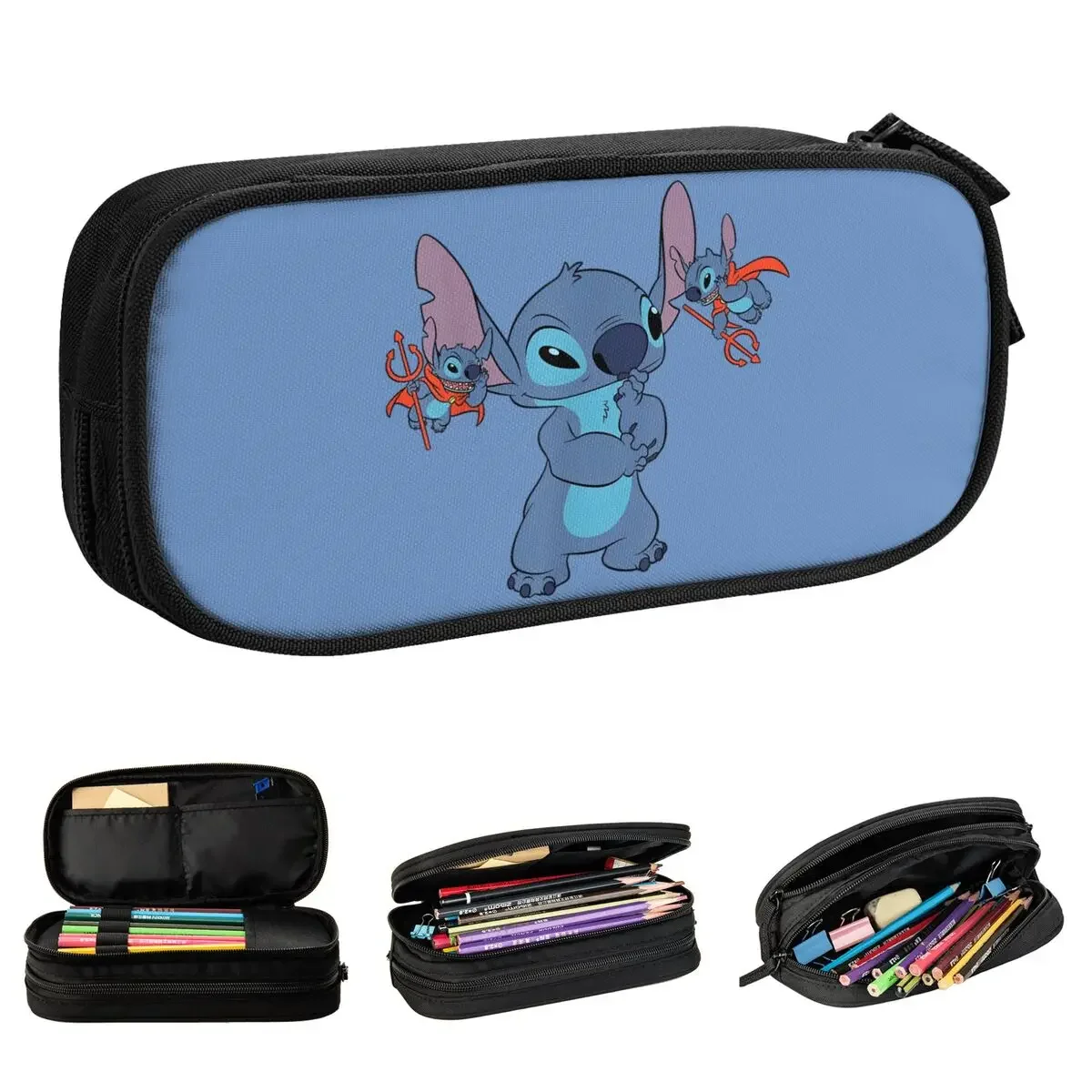 Lilo & Stitch All Bad Demons Pencil Case Cute Cartoon Pencilcases Pen for Student Large Storage Bag School Supplies Stationery