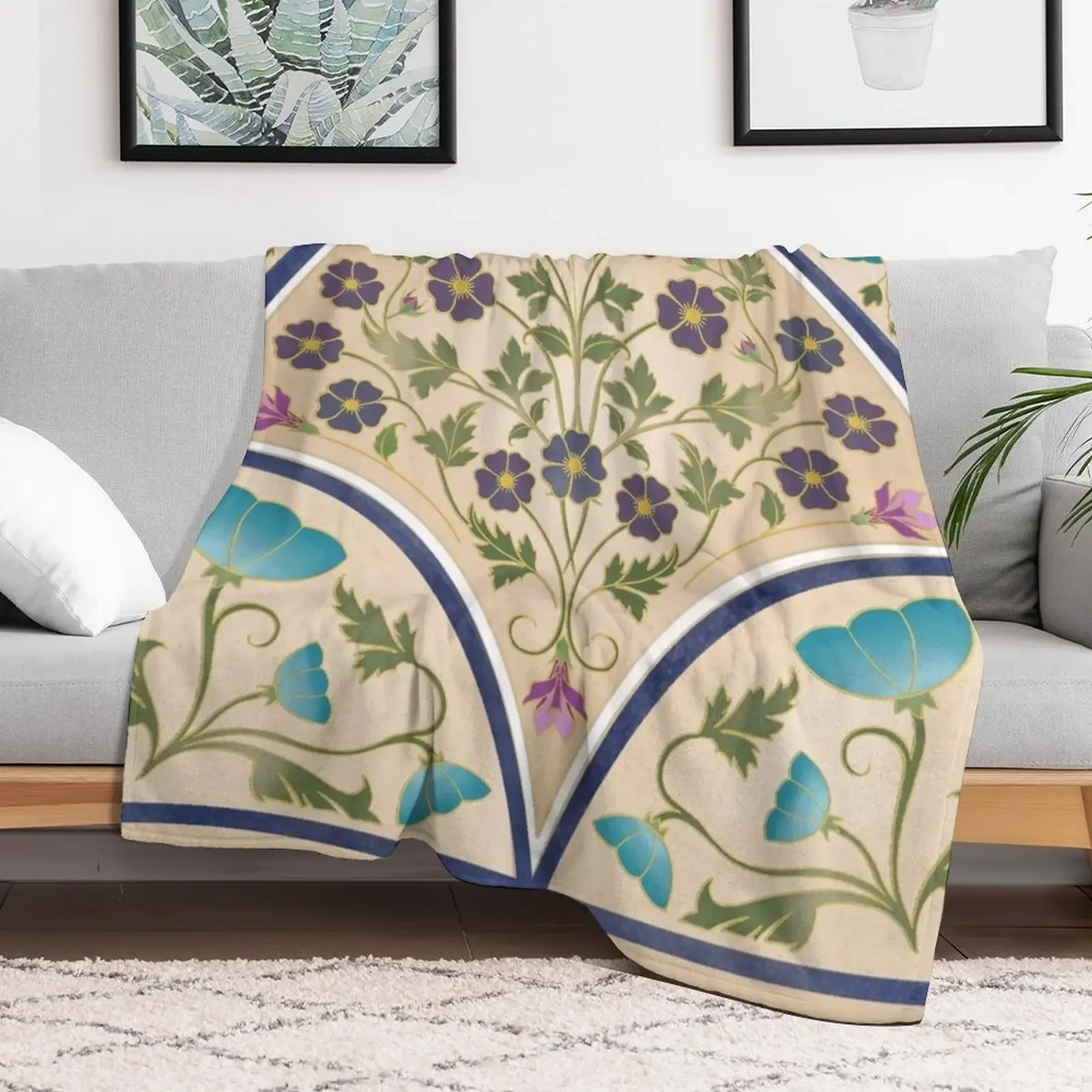 Art Nouveau Morning Glory Garden Throw Blanket Soft Plush Blanket as Housewarming Gift