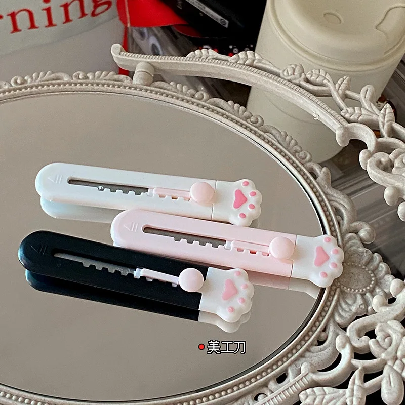 1 قطعة لطيف الفن الصغير سكّين متعدّد الاستخدامات الكرتون القط باو سحابة زهرة شكل القاطع اكسبرس صندوق ظرف ورقي فتاحة شفرة القرطاسية