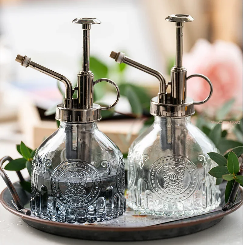 

Glass Embossed Air Pressure Gardening Small Watering Can Disinfection Bottle Household Spray
