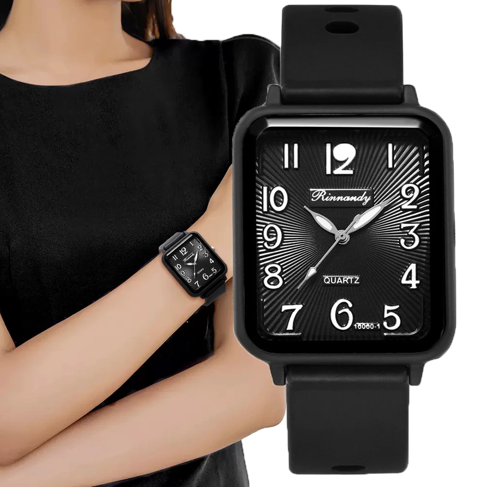 Relojes rectangulares digitales para Mujer, Reloj de pulsera de cuarzo Simple, correa de silicona, Reloj femenino