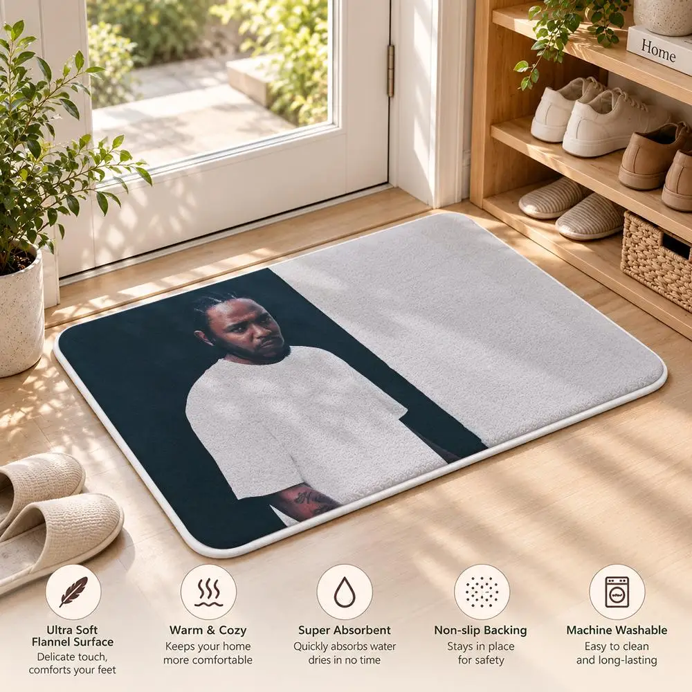 Rapper K-kendrick Lamar Rock Floor Mat Flannel Rug Soft Non Slip Door Mat For Bathroom Bedroom Kitchen Living Room Home Decor
