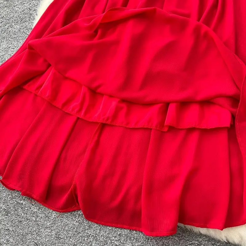 Vintage V-neck Basics Long Lantern Sleeve Elegant Three-dimensional Floral Slim Dress French Fashion High Street Autumn Clothing