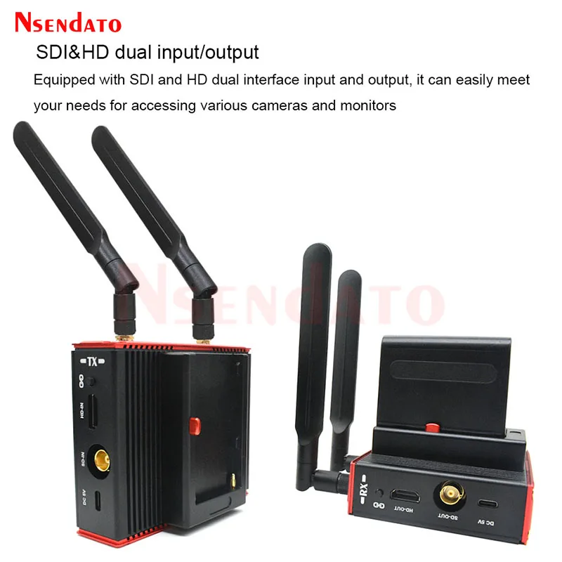 Wireless SDI Extender 5.8G Video Transmission System 100m 1080P SDI HDMI Video Transmitter Receiver Extender Supoort Battery