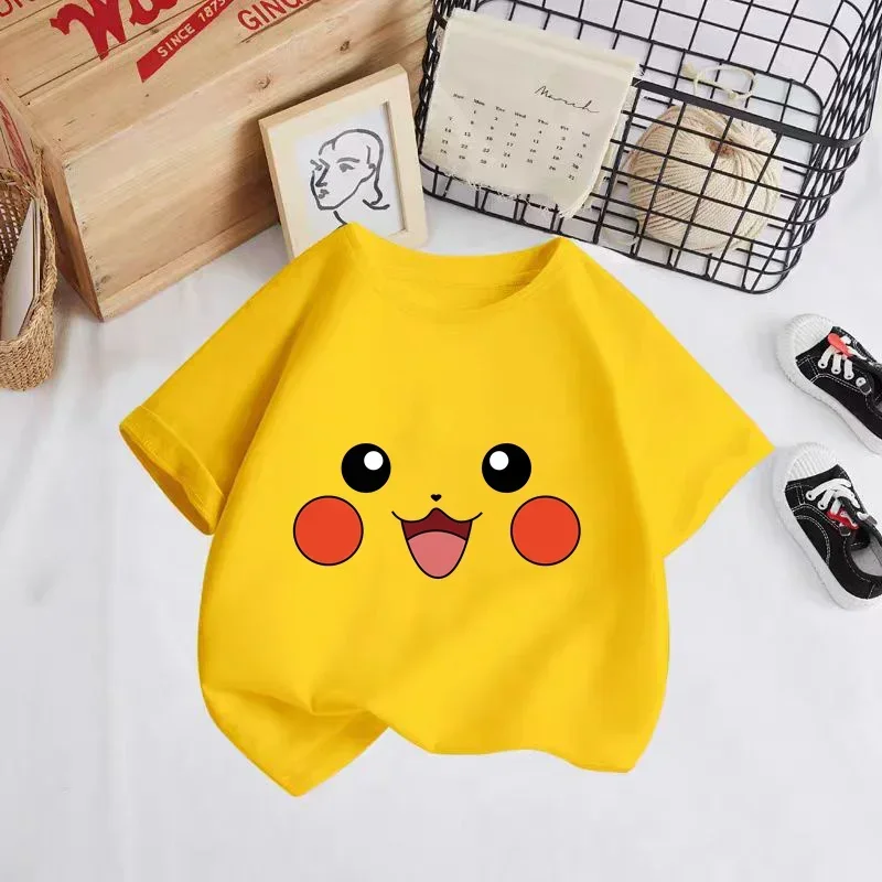 2024 Cute Pokemon Pikachu Children's T-Shirt Printed Girls' Funny Clothing Boys' Children's Shirts Baby T-shirts