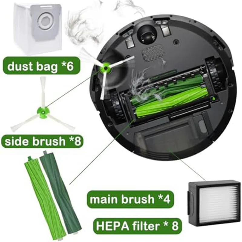 A39M スペアパーツアクセサリーアイロボットルンバ I7+ I3+I4+ I6+ I8+ 真空ロボット、ゴムブラシ、ダストバッグ、フィルター、サイドブラシ 1S