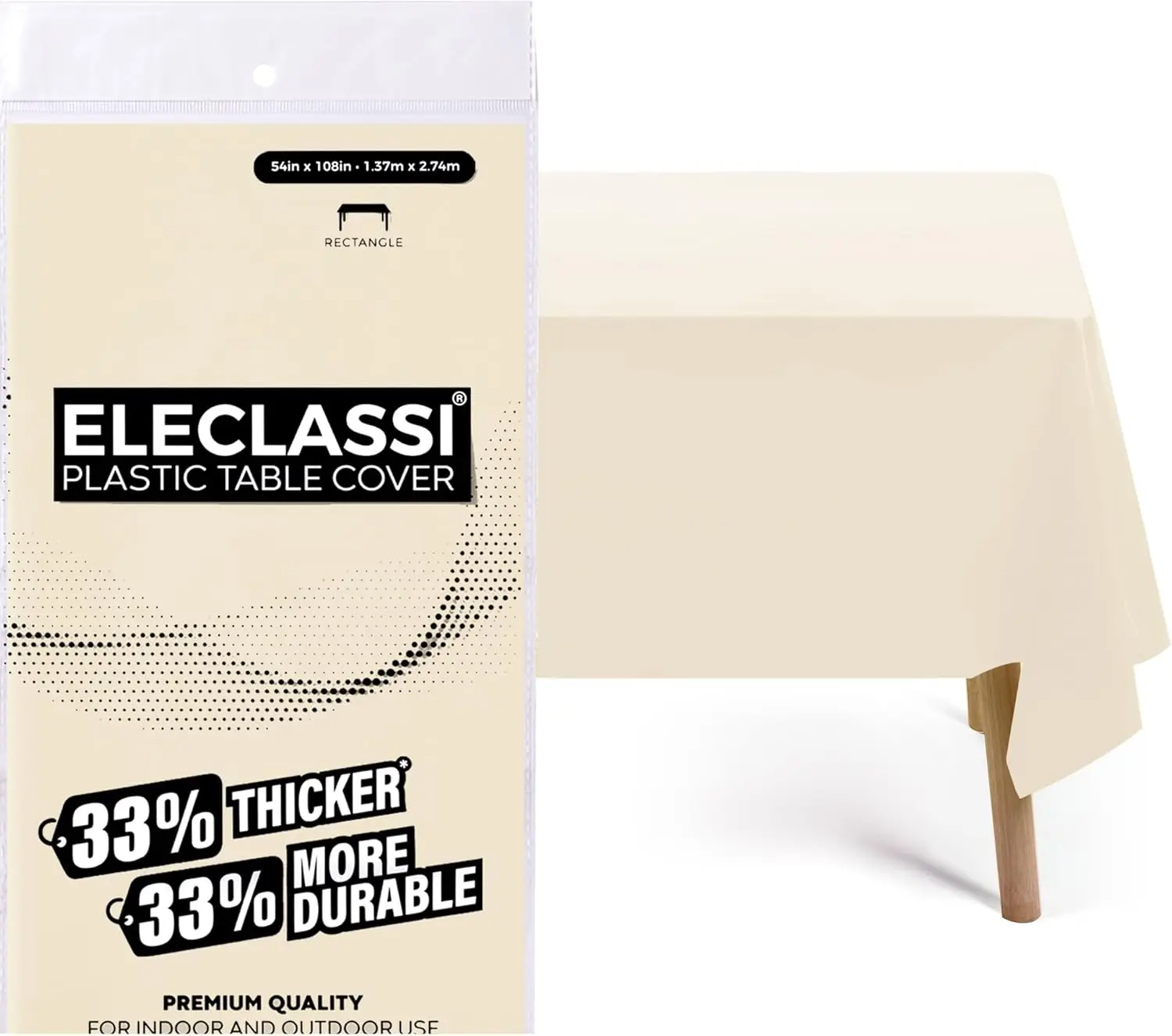 

Ivory 12 Pack Premium Disposable Plastic Tablecloth 54 x 108 in - Plastic Table Cloth Disposable Tablecloth for Rectangle
