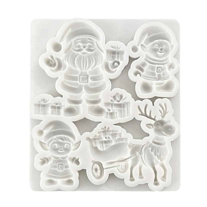 Rentier Weihnachtsmann Schlitten Elf Weihnachten Silikon Zuckerform Cupcake Backform Fondant Kuchendekorationswerkzeuge – Detail 2