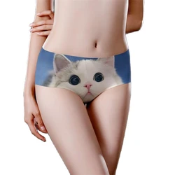 Cute 3D Cat Print Panties Women Underwear Cartoon Animal Kawaii Underpants Breathable Sweet Seamless Girls Sexy Briefs Lingerie