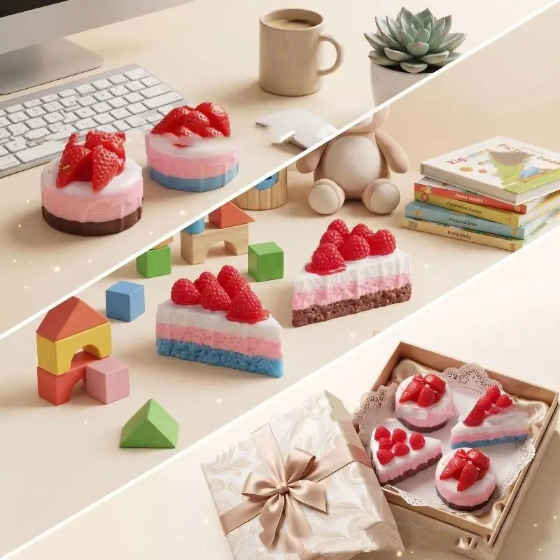 Jumbo Simulation Strawberry Birthday Cake Squishies PU Slow Rising Fun Squeeze Healing Toy Relieve Stress Toys For Kids