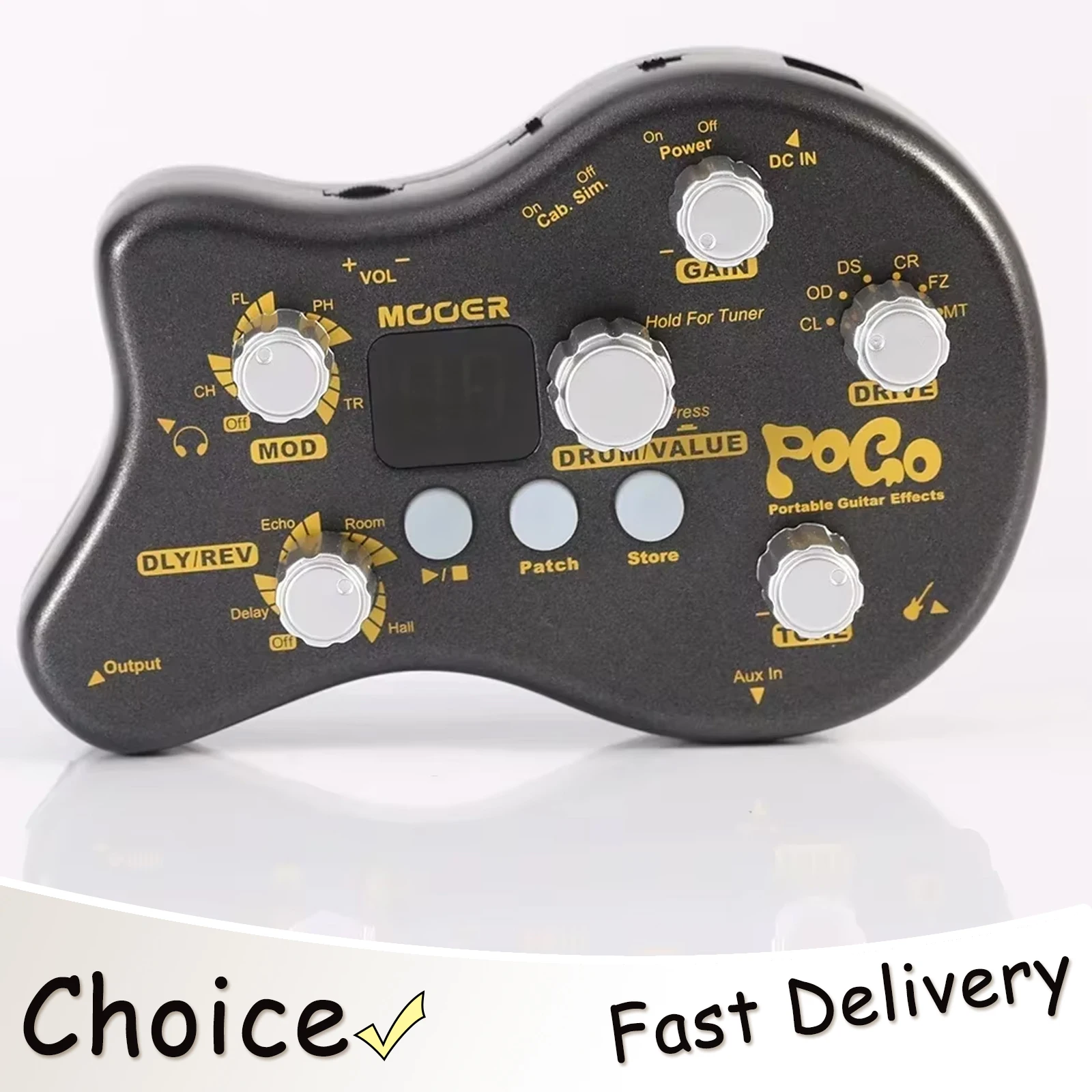 

Многофункциональный процессор эффектов для гитары MOOER PE50 Pogo Black, 15 типов эффектов, 40 барабанных ритмов, функция настройки, комплектующие для педалей