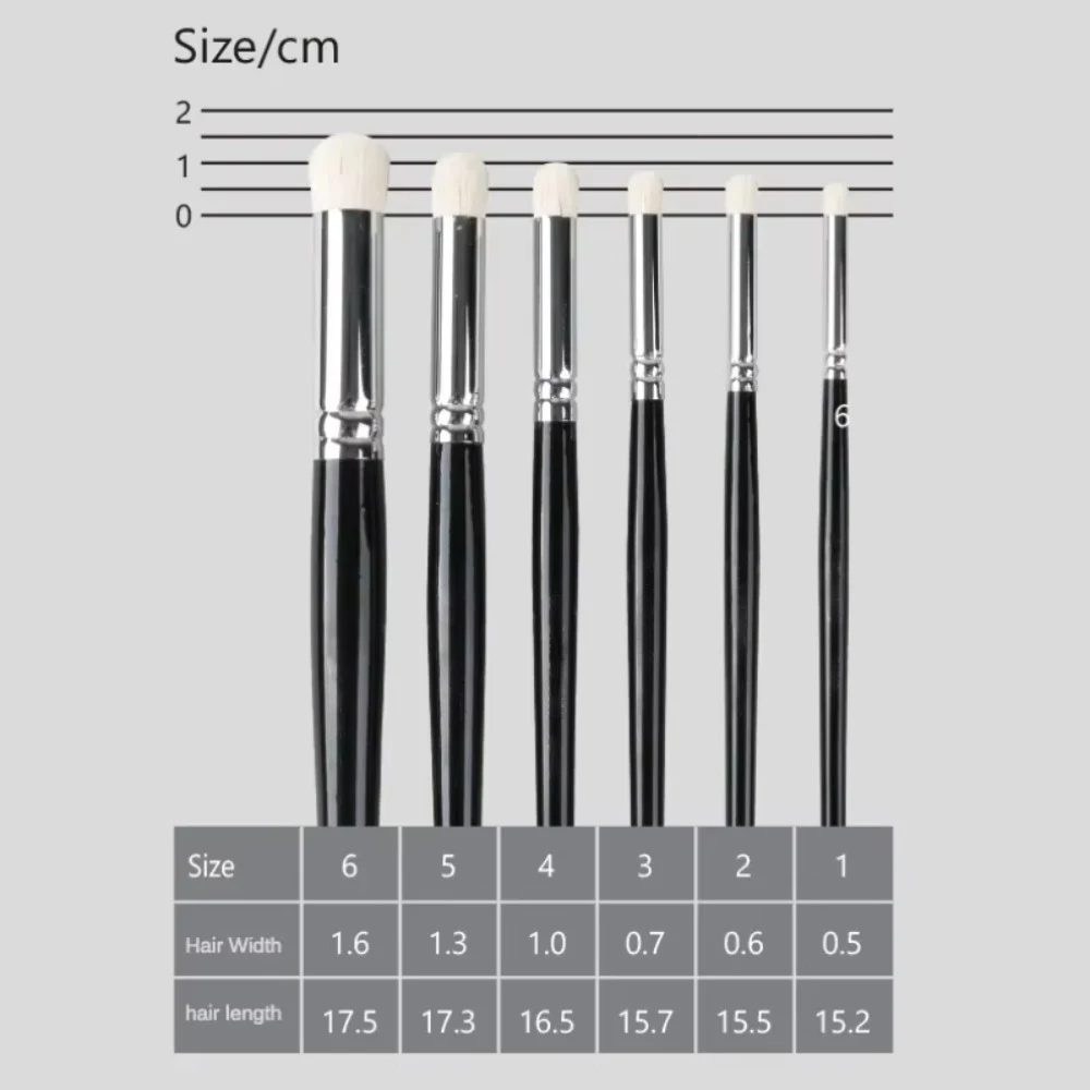6Pcs Set Dry Brush Set Short Round Wool Hair Oil Painting Watercolor Painting Mold Handmade Ceramic Model Real Techniques Brush