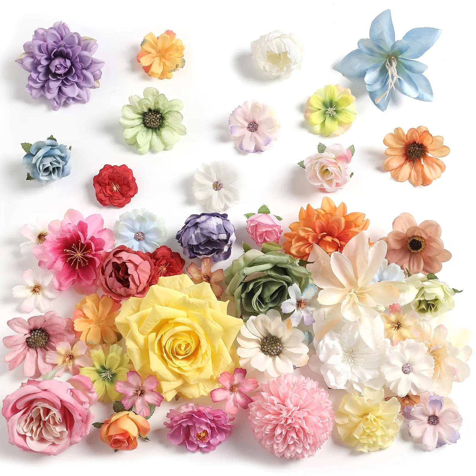 47 Stück gemischte künstliche Blumen aus Seide, künstliche Blumen für Heimdekoration, Hochzeitsdekorationen, Ornamente, DIY-Bastelgeschenke, Girlanden-Zubehör – Detail 8