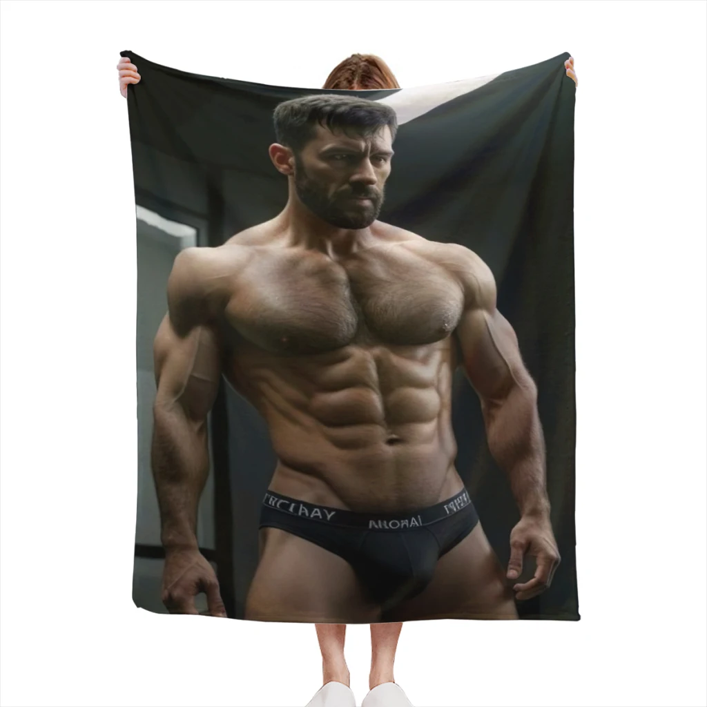 Sexy muscular man Summer Blanket Thin Blanket for Couch Sofa Warmth Bed Artificial Flannel Blankets Comfortable