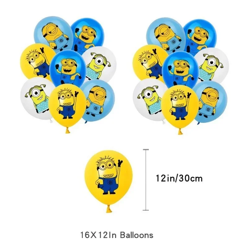 16PCS Minions Cartoon Latex Balloon Set Cute Balloons Toys Child Birthday Wedding Baby Shower Graduation Party Decorations Gifts