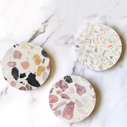 Terrazzo Marble Absorbent Coasters Ceramic Coasters for Wooden Table Suitable for Kinds of Cups Home Decor Housewarming Gift